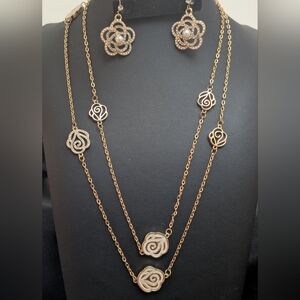 #31. “Parisien” Elegant Gold Camelia  Jewelry Set